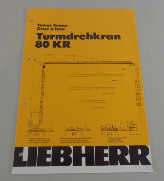 Datenblatt / Technische Beschreibung Liebherr Turmdrehkran 80 KR von 03/1983