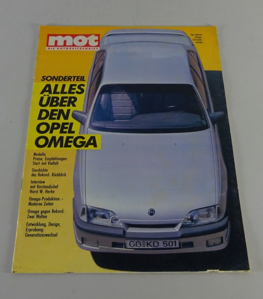Prospekt / Broschüre Opel Omega A1 Sonderheft MOT Stand 1986