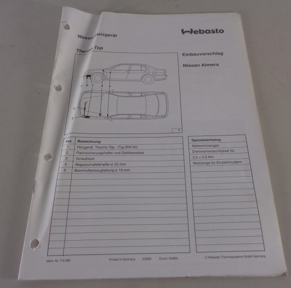 Einbauanweisung Webasto StandheizungThermo Top Nissan Almera Stand 1995