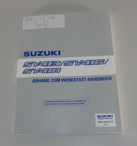 Werkstatthandbuch Nachtrag Suzuki Baleno SY413 / SY416 / SY418 Stand 07/1997