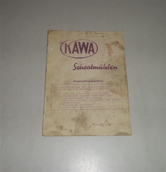 Teilekatalog / Ersatzteilliste Kawa Schrotmühle - 08/1951