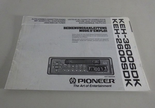 Betriebsanleitung / Handbuch Pioneer Autoradio KEH-3600SDK / KEH-2600SDK