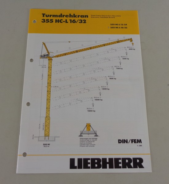 Datenblatt Liebherr Turmdrehkran 355 HC-L 16 / 32 von 03/2006