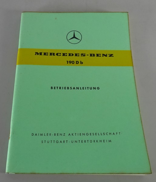 Betriebsanleitung / Handbuch Mercedes W121 Ponton 190 Db Diesel Stand 1960