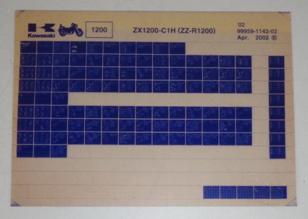 Microfich Ersatzteilkatalog Kawasaki ZZ R 1200 ZX 1200 C1H Model 2002 von 04/02