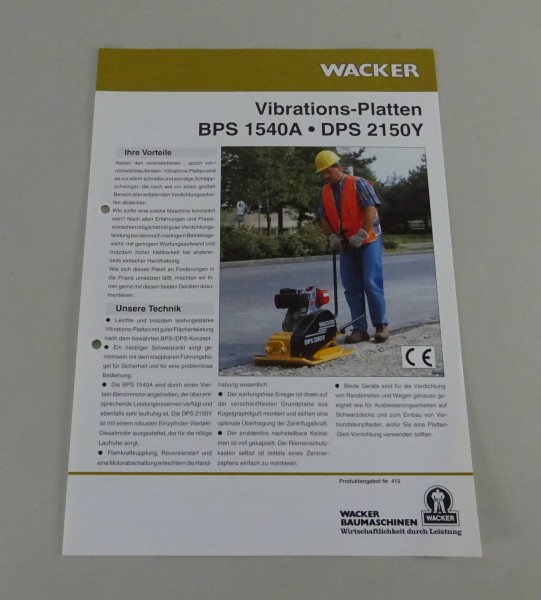 Prospekt Wacker Vibrations-Platten BPS 1540A / DPS 2150Y Stand 03/1995