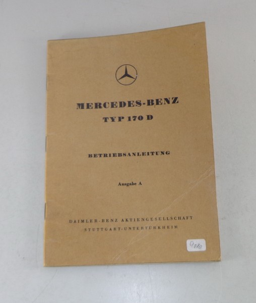 Betriebsanleitung / Handbuch Mercedes W136 170 D Diesel von 09/1949