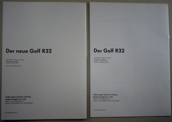 Prospekt/Broschüre VW Golf V R 32 250 PS Stand 10/2005