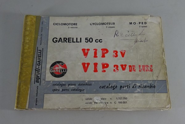 Teilekatalog Garelli 50 cc VIP 3V / VIP 3V De Luxe Stand 1978 - mehrsprachig