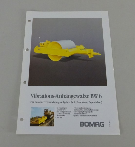 Prospektblatt / Broschüre Bomag Vibrations-Anhängewalze BW 6 Stand 07/1991