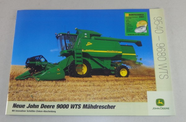 Prospekt John Deere Mähdrescher 9540 / 9560 / 9580 / 9640 / 9660 / 9680 WTS 2001