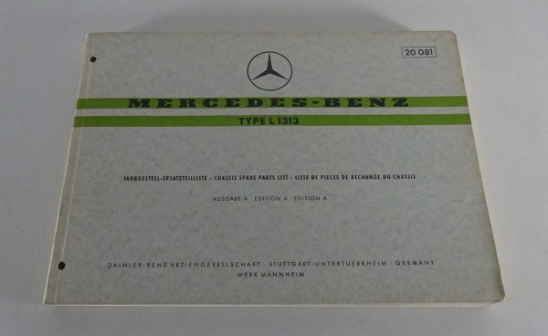 Teilekatalog Mercedes-Benz LKW Typ L 1313 Fahrgestell Stand 04/1968