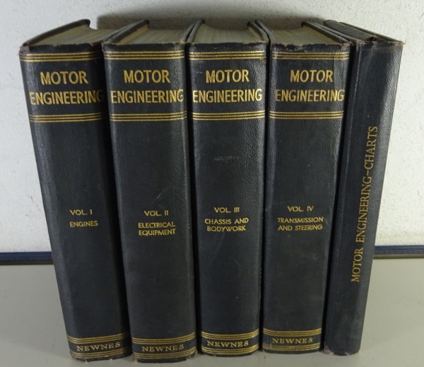 Newnes - Motor Engineering Verschiedene Oldtimer - 5 Bände Stand 1930er Jahre