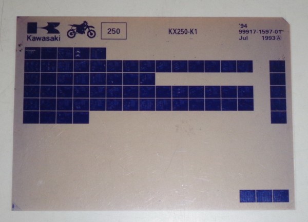 Microfich Ersatzteilkatalog Kawasaki KX 250 K1 Model 1994 Stand 07/93