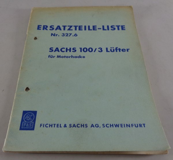 Teilekatalog / Ersatzteilliste Sachs Motor 100 / 3 Lüfter für Motorhacke