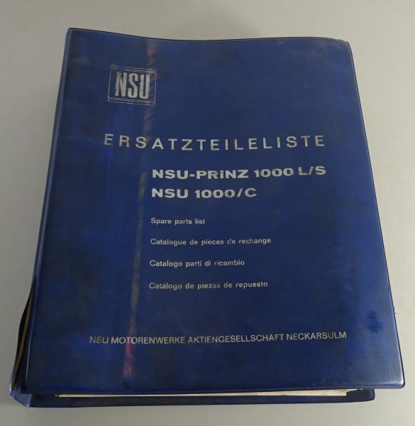 Teilekatalog NSU Prinz 1000 L/S + NSU 1000 C Baujahr 1964 - 1972 Stand 04/1969