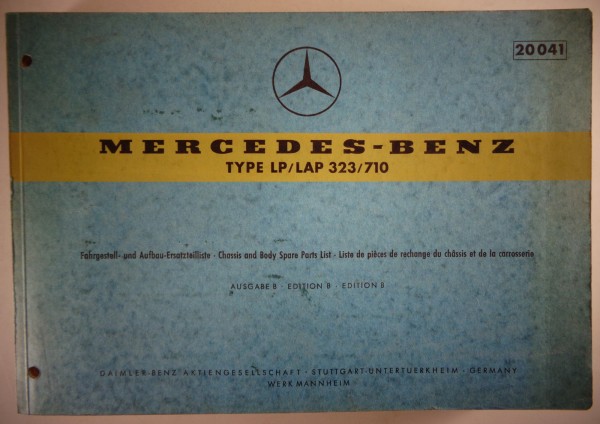 Teilekatalog Mercedes Benz Typ LP / LAP 312 / 710 Stand 10/1964