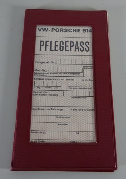 Scheckheft / Wartungsheft / Pflegepass VW Porsche 914 VoPo Stand 6/1970 - Blanko