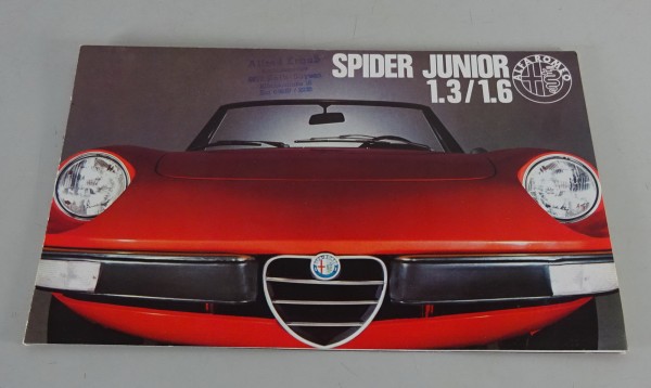 Faltprospekt / Broschüre Alfa Romeo Spider Junior 1.3 / 1.6 Stand 1972