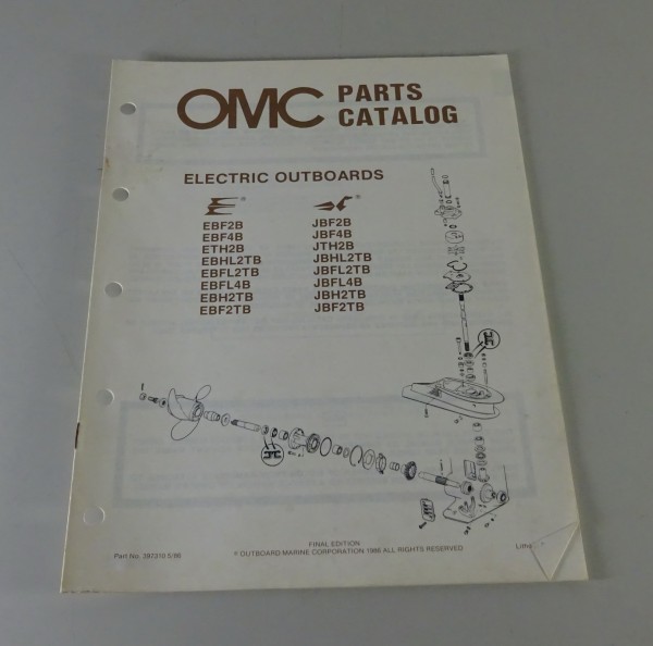 Teilekatalog Johnson Evinrude Electric Außenborder / Outboards Models von 5/1986
