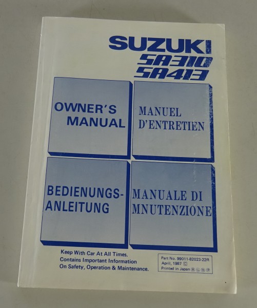 Betriebsanleitung / Owner's Manual Suzuki Swift Typ AA SA 310 + 413 von 04/1987