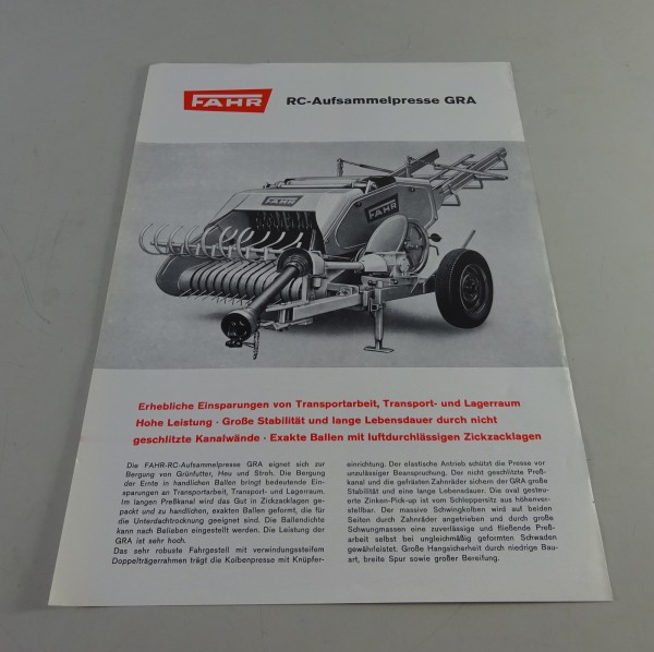 Prospekt / Prospektblatt Fahr RC-Aufsammelpressen DRA Stand 09/1966