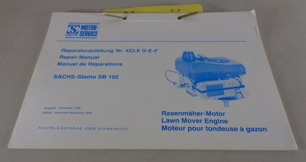 Reparaturanleitung Sachs Motor Sachs Stamo SB 102 Rasenmäher - Motor D-E-F