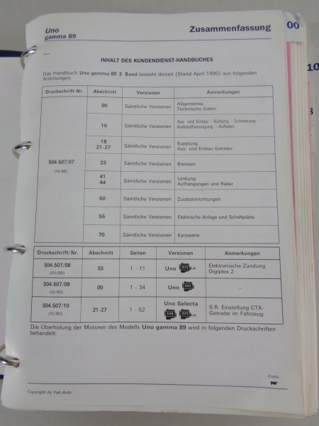 Werkstatthandbuch Fiat Uno Mk II Typ 146 inklusive Turbo i.e. Stand 04/1990