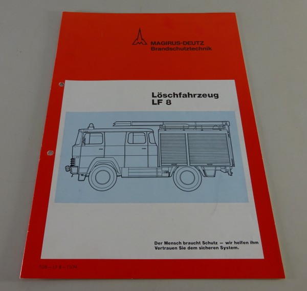 Prospekt Magirus-Deutz LKW Feuerwehr-Löschfahrzeug LF 8 Stand 11/1974