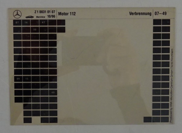 Microfich Teilekatalog Mercedes-Benz Benzin Motor M 112 Verbrennung 10/1996