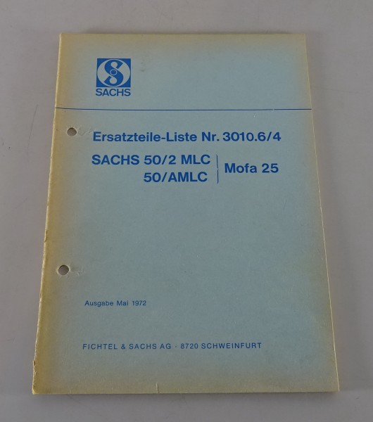 Erstazteilliste / Teilekatalog Sachs 50/2 MLC 50/ AMLC Mofa 25 Stand 05/1972