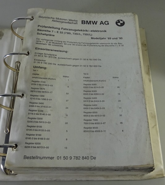 Werkstatthandbuch Elektrik / Schaltpläne BMW 7er E32 730, 735, 750i/L 1989/1990