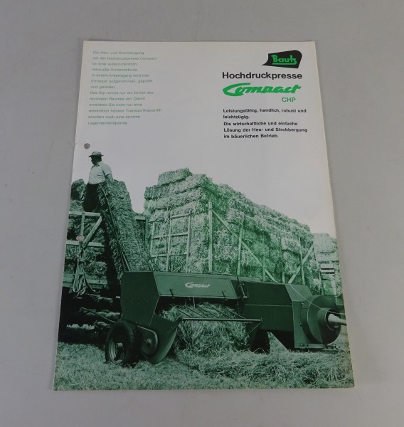 Prospekt / Broschüre Bautz Hochdruckpresse Compact CHP Stand 04/1968