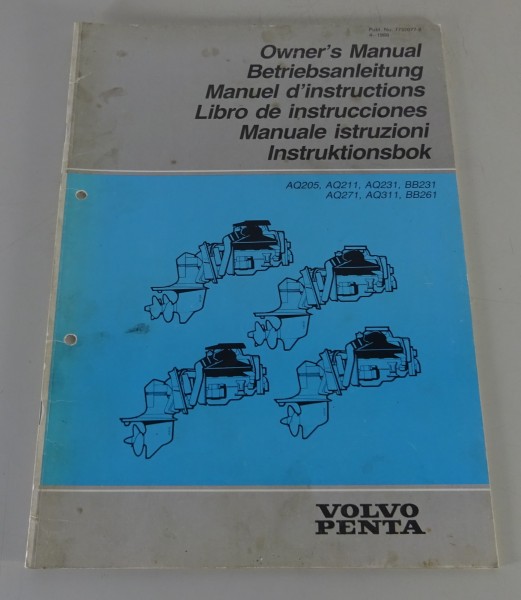Betriebsanleitung Volvo Penta Bootsmotor AQ205 bis AQ311 / BB231 / BB261 04/1988
