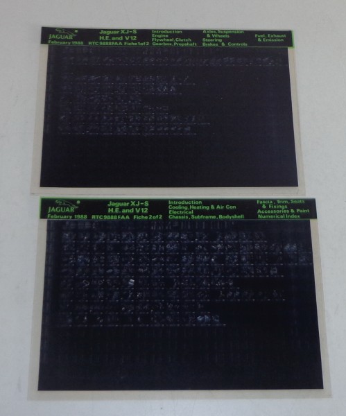 Microfich Teilekatalog / Spare Parts List Jaguar XJ S H.E & V12 Stand 02/1988