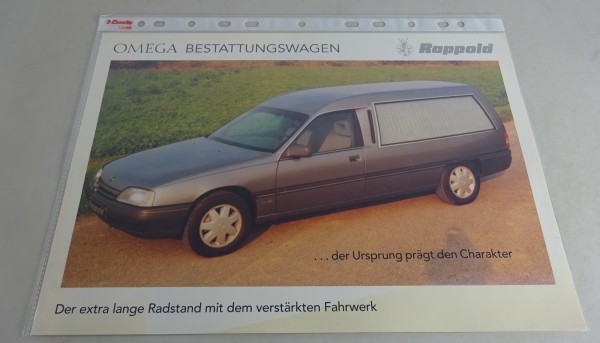 Prospekt / Broschüre Opel Omega Bestattungswagen von Rappold Stand 10/1990