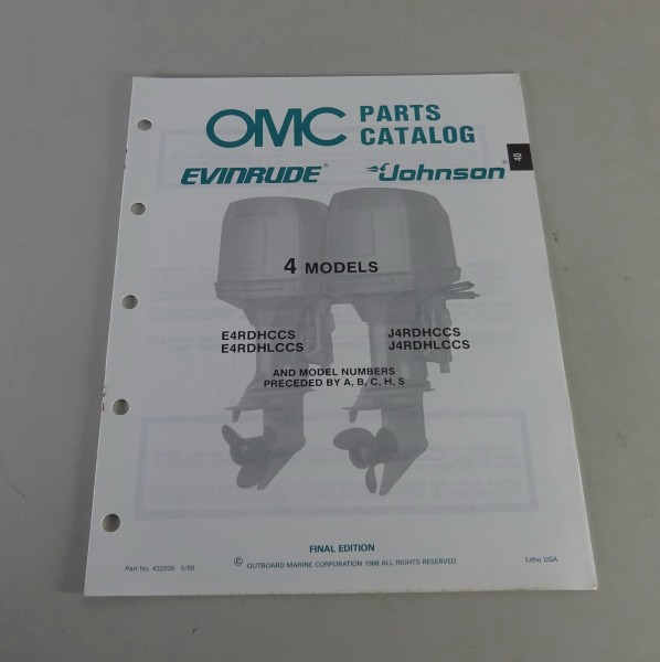Teilekatalog Johnson Evinrude Außenborder / Outboards 4 Models Stand 5/1988