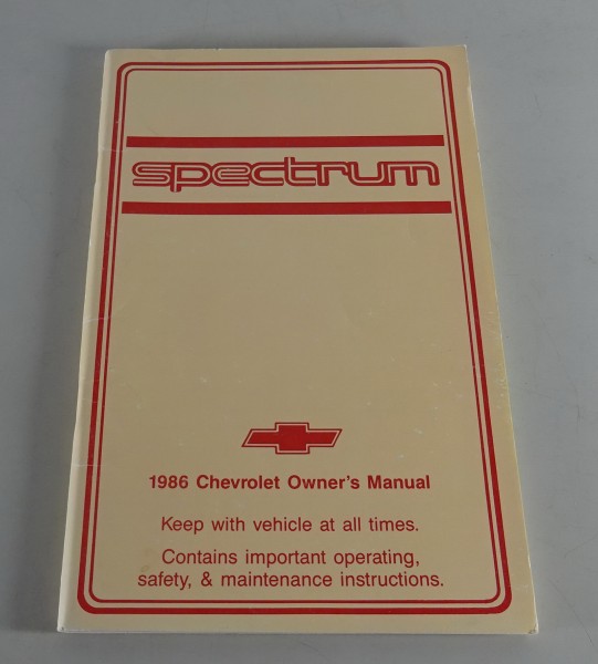 Owner´s Manual / Handbook Chevrolet Spectrun Stand 1986