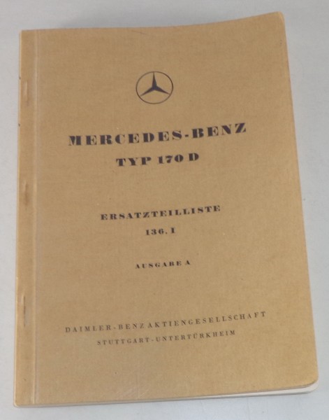 Teilekatalog Mercedes Benz 170 D W136 Diesel Stand 10/1949