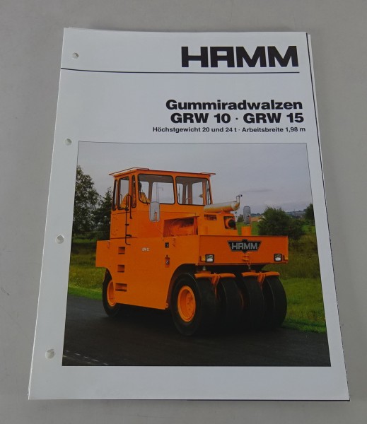 Prospekt / Broschüre HAMM Gummiradwalzen GRW 10 GRW 15 Stand 02/1986