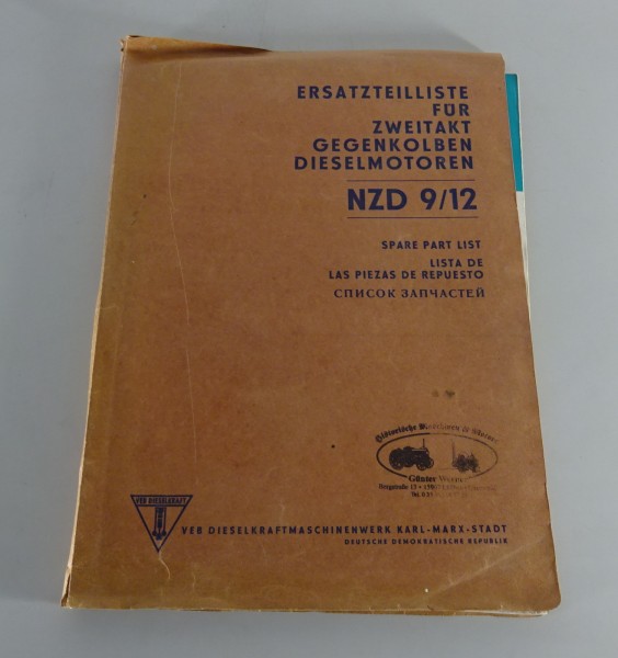 Teilekatalog Stationärer 2 Takt Gegenkolben-Dieselmotor Stand 1962