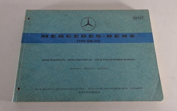 Teilekatalog / Ersatzteilliste Mercedes-Benz Motor Typ OM 352 Stand 02/1964