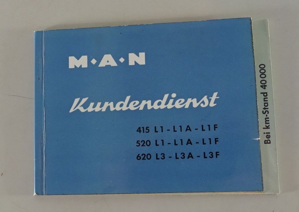 Scheckheft MAN 415 520 L1 L1A L1F / 620 L3 L3A L3F von 1964/65