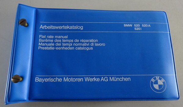 Arbeitsrichtzeiten / Flat rate manual BMW 5er E12 520, 520 A, 520 i from 05/1974