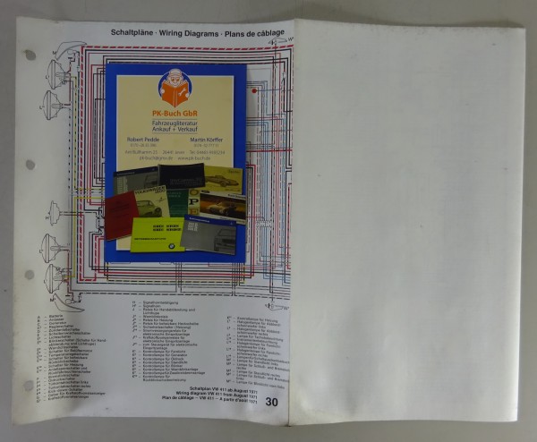 Elektrischer Schaltplan / Stromlaufplan VW 411 Typ 4 Modelljahr 1972