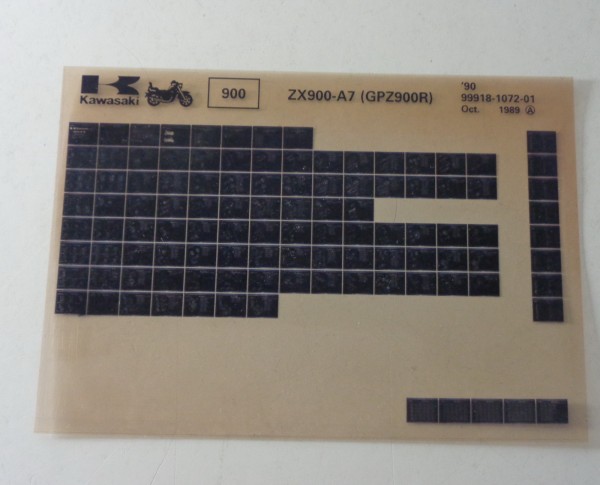 Microfich Teilekatalog Kawasaki ZX 900 - A7 ( GPZ900R ) Stand 10/1989