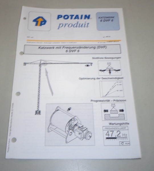 Produkt Datenblatt Potain Katzwerk 6 DVF 6