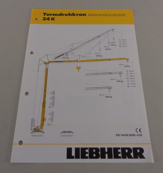 Datenblatt / Technische Beschreibung Liebherr Turmdrehkran 34K von 01/2010