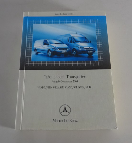 Tabellenbuch Mercedes Benz Vaneo, Vito, V-Klasse, Viano, Sprinter, Vario 09/2004