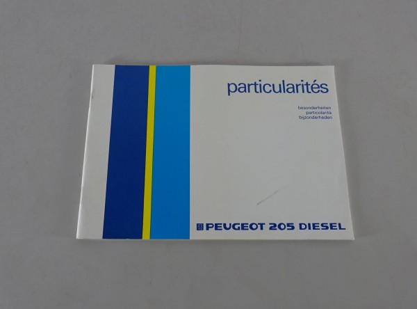 Zusatzbetriebsanleitung / Handbuch Peugeot 205 Diesel Stand 11/1986